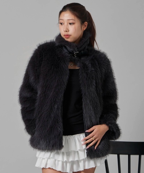 Faux Fur Chin Strap 2-Way Poodle Jacket / フェイクファー チン