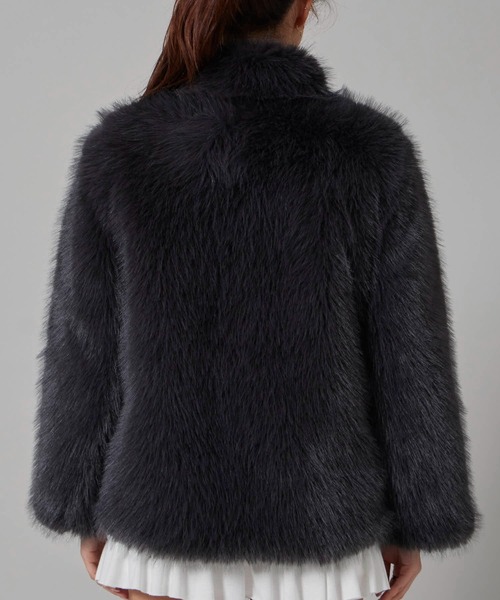 Chick（チック）の「Faux Fur Chin Strap 2-Way Poodle Jacket / フェイクファー チンストラップ 2WAY プードルジャケット（ブルゾン・レディース・ブラック・FREE）」の10枚目の写真