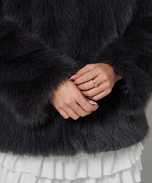 Chick（チック）の「Faux Fur Chin Strap 2-Way Poodle Jacket / フェイクファー チンストラップ 2WAY プードルジャケット（ブルゾン・レディース・ブラック・FREE）」の14枚目の写真