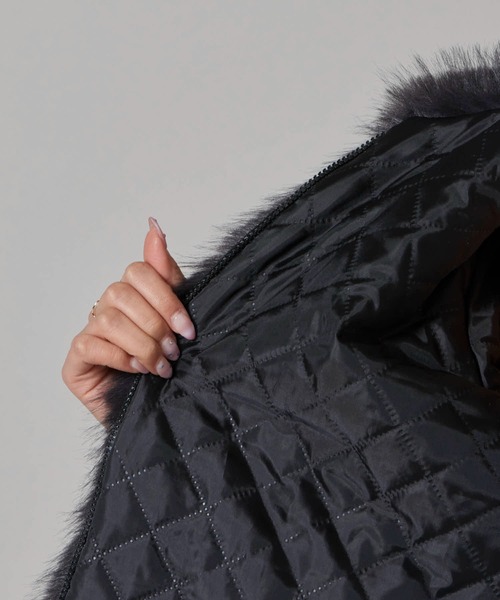 セール】Faux Fur Chin Strap 2-Way Poodle Jacket / フェイクファー