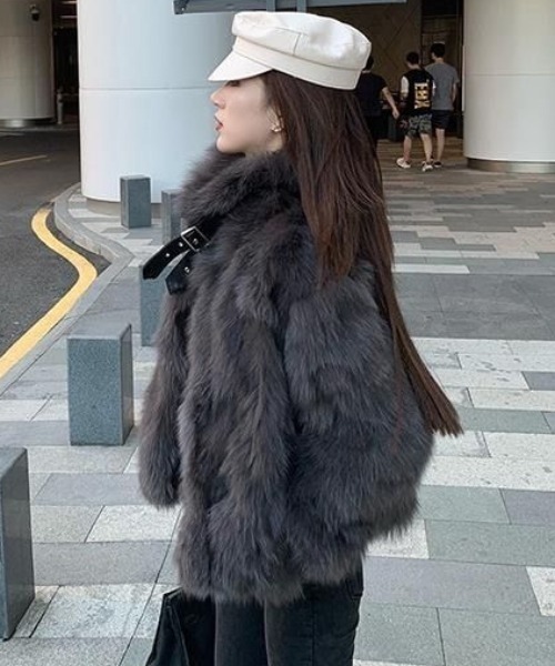 Chick（チック）の「Faux Fur Chin Strap 2-Way Poodle Jacket / フェイクファー チンストラップ 2WAY プードルジャケット（ブルゾン・レディース・ブラック・FREE）」の22枚目の写真