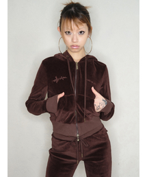 Velour Hoodie Zip-up BROWN