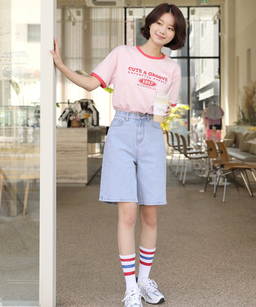 BBAEBBAE(ペッペ)の「ワイドフィットバミューダ5部デニムショートパンツ(その他パンツ・レディース・ブルー・SMALL/MEDIUM/LARGE/X-LARGE)」の3枚目の写真