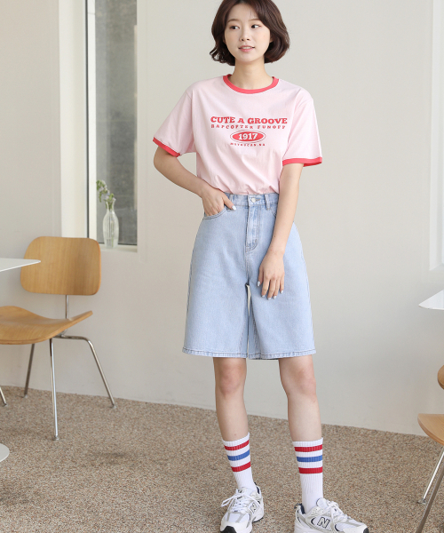BBAEBBAE(ペッペ)の「ワイドフィットバミューダ5部デニムショートパンツ(その他パンツ・レディース・ブルー・SMALL/MEDIUM/LARGE/X-LARGE)」の4枚目の写真