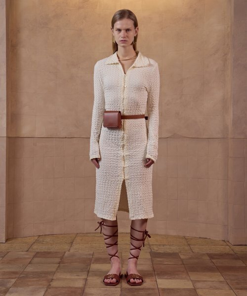 320SHOWROOM(320ショールーム)の「Shirt collar wrinkled dress Cream(ワンピース・レディース・その他・MEDIUM/SMALL)」の1枚目の写真