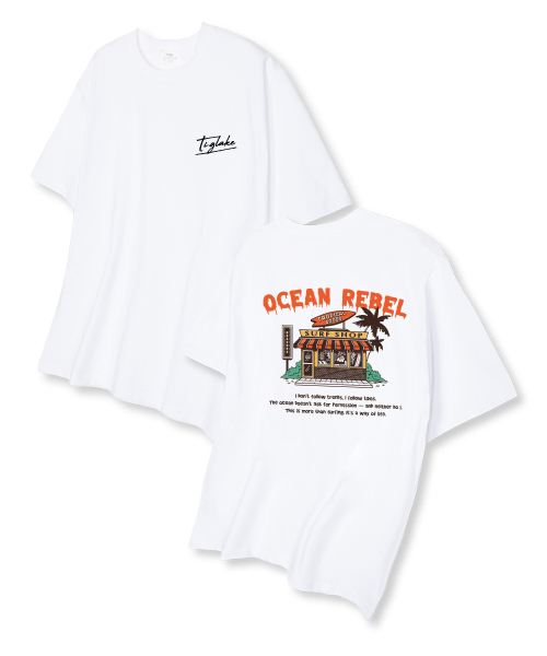 TI.GLAKE(ティーグレイク)の「サーフショップ オーバーサイズ 半袖Tシャツ ホワイト(Tシャツ/カットソー・レディース・その他・LARGE/X-LARGE/XX-LARGE)」の1枚目の写真