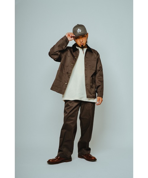 BIG MIKE（ビッグマイク）の「BIG MIKE ビックマイク/ セットアップ対応 TCツイル カバーオール 襟コーデュロイ //// 102537000（カバーオール・メンズ・ベージュ/グリーン/チャコールグレー/杢グレー/ブラック・MEDIUM/LARGE/X-LARGE）」の9枚目の写真