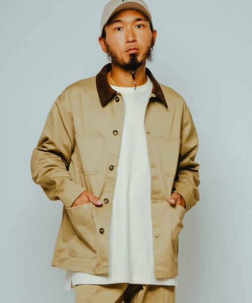 BIG MIKE（ビッグマイク）の「BIG MIKE ビックマイク/ セットアップ対応 TCツイル カバーオール 襟コーデュロイ //// 102537000（カバーオール・メンズ・ベージュ/グリーン/チャコールグレー/杢グレー/ブラック・MEDIUM/LARGE/X-LARGE）」の22枚目の写真