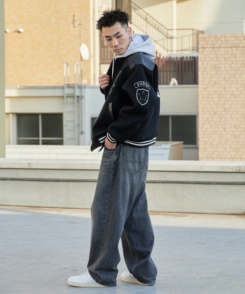 CALEE(キャリー)の「CALEE/キャリー WOOL MELTON STADIUM JUMPER <S.V.D.S.H> ウール ブランドロゴ メルトンスタジアムジャンパー スタジャン(スタジャン・メンズ・ブラック・M/L/XL)」の10枚目の写真