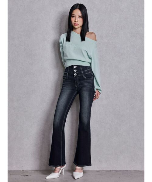 GYDA（ジェイダ）の「Gemyntar embossワンショルニットトップス（ニット/セーター・レディース・グレー/ミント/ブラック・FREE）」の6枚目の写真