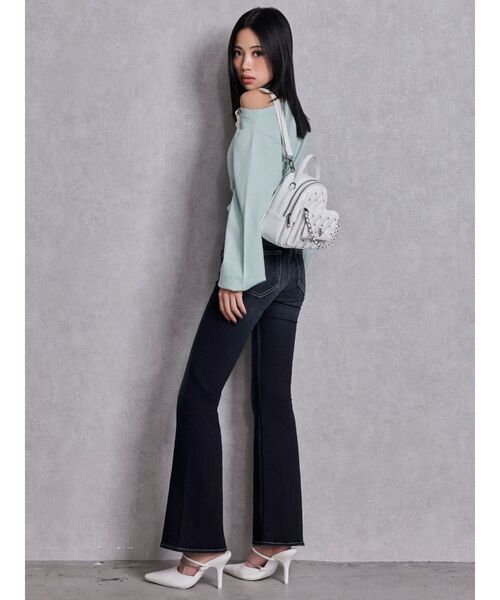 GYDA（ジェイダ）の「Gemyntar embossワンショルニットトップス（ニット/セーター・レディース・グレー/ミント/ブラック・FREE）」の8枚目の写真