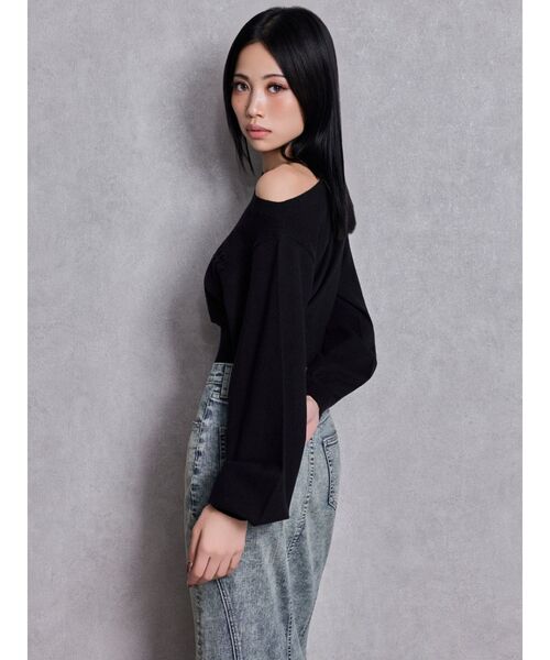 GYDA（ジェイダ）の「Gemyntar embossワンショルニットトップス（ニット/セーター・レディース・グレー/ミント/ブラック・FREE）」の14枚目の写真