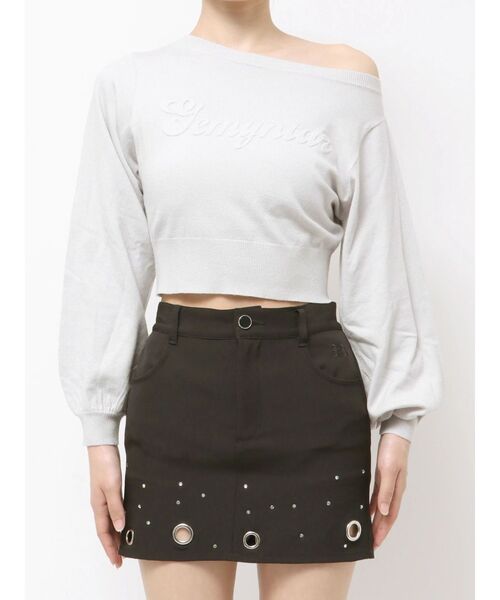 GYDA（ジェイダ）の「Gemyntar embossワンショルニットトップス（ニット/セーター・レディース・グレー/ミント/ブラック・FREE）」の17枚目の写真