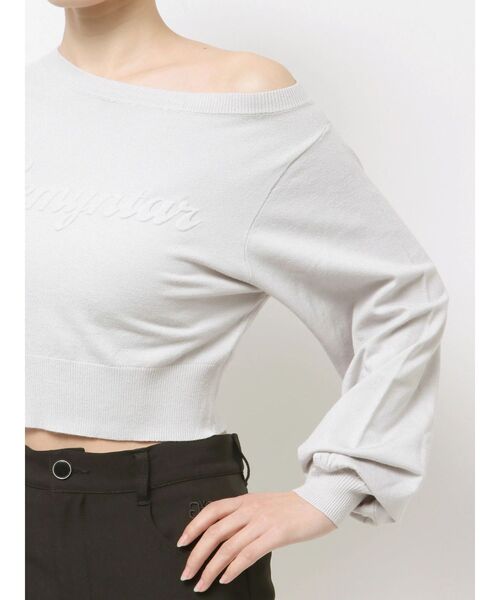 GYDA（ジェイダ）の「Gemyntar embossワンショルニットトップス（ニット/セーター・レディース・グレー/ミント/ブラック・FREE）」の21枚目の写真