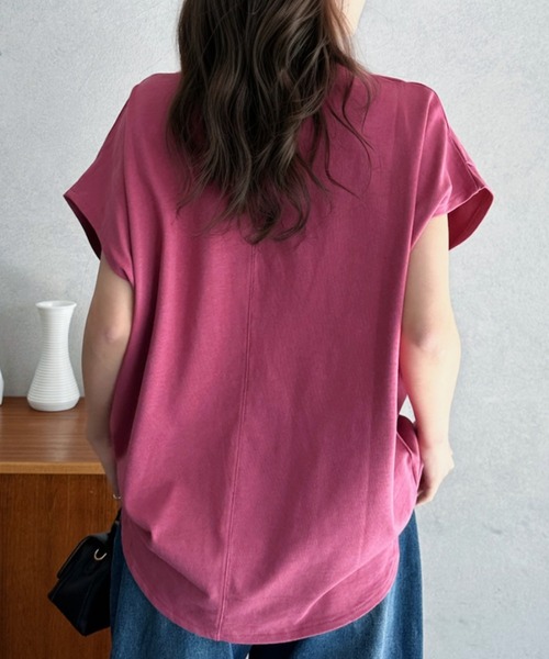 Eclat one(エクラワン)の「【Eclat one】キーネック リラクシー コットン トップス(Tシャツ/カットソー・レディース・ピンク/アイボリー/ブラック・FREE)」の15枚目の写真