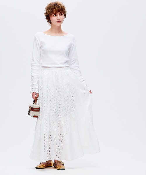 coca（coca）（コカ）の「カットワークレーススカート（スカート・レディース・ホワイト・L/M）」の2枚目の写真