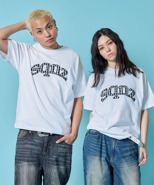 SEQUENZ(シークエンズ)の「※WEB限定 / チェック柄ワッペン / ギンガムチェックワッペン半袖T /sqnz gingham applique tee(Tシャツ/カットソー・メンズ・ブラック/ダークネイビー/ホワイト/ライトピンク・MEDIUM/SMALL/LARGE)」の2枚目の写真