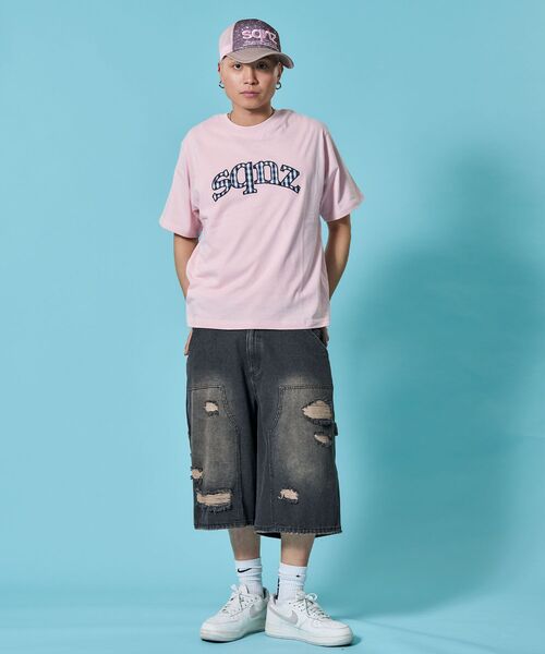 SEQUENZ(シークエンズ)の「※WEB限定 / チェック柄ワッペン / ギンガムチェックワッペン半袖T /sqnz gingham applique tee(Tシャツ/カットソー・メンズ・ブラック/ダークネイビー/ホワイト/ライトピンク・MEDIUM/SMALL/LARGE)」の5枚目の写真