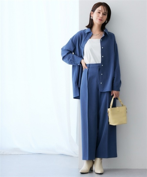 7days Life Styling(セブンデイズライフスタイリング)の「シャンブレーサイドスリット長袖シャツ <セットアップ対応>(シャツ/ブラウス・レディース・グレー系/ネイビー系・L/M/3L/LL)」の4枚目の写真
