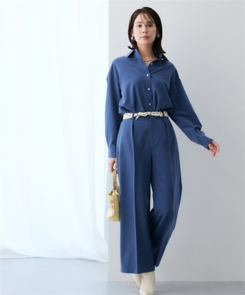 7days Life Styling(セブンデイズライフスタイリング)の「シャンブレーサイドスリット長袖シャツ <セットアップ対応>(シャツ/ブラウス・レディース・グレー系/ネイビー系・L/M/3L/LL)」の5枚目の写真