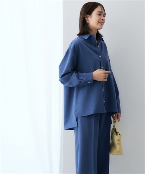 7days Life Styling(セブンデイズライフスタイリング)の「シャンブレーサイドスリット長袖シャツ <セットアップ対応>(シャツ/ブラウス・レディース・グレー系/ネイビー系・L/M/3L/LL)」の6枚目の写真