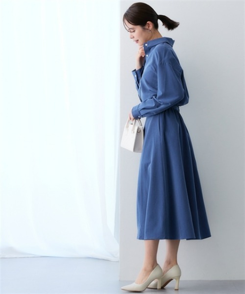 7days Life Styling(セブンデイズライフスタイリング)の「シャンブレーサイドスリット長袖シャツ <セットアップ対応>(シャツ/ブラウス・レディース・グレー系/ネイビー系・L/M/3L/LL)」の7枚目の写真