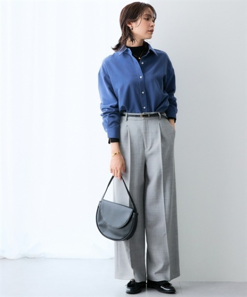 7days Life Styling(セブンデイズライフスタイリング)の「シャンブレーサイドスリット長袖シャツ <セットアップ対応>(シャツ/ブラウス・レディース・グレー系/ネイビー系・L/M/3L/LL)」の8枚目の写真