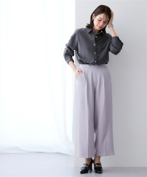 7days Life Styling(セブンデイズライフスタイリング)の「シャンブレーサイドスリット長袖シャツ <セットアップ対応>(シャツ/ブラウス・レディース・グレー系/ネイビー系・L/M/3L/LL)」の12枚目の写真
