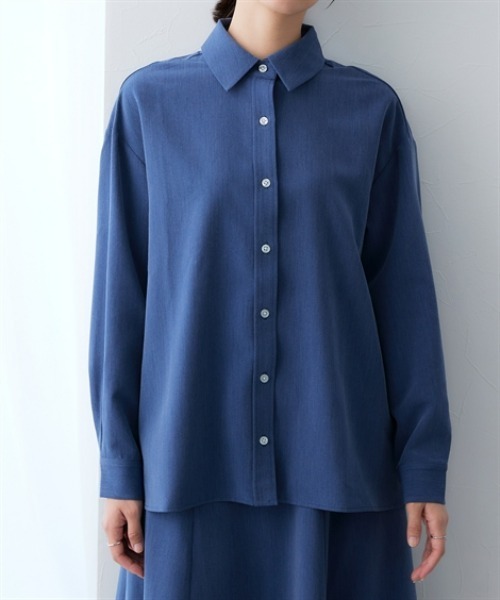 7days Life Styling(セブンデイズライフスタイリング)の「シャンブレーサイドスリット長袖シャツ <セットアップ対応>(シャツ/ブラウス・レディース・グレー系/ネイビー系・L/M/3L/LL)」の13枚目の写真