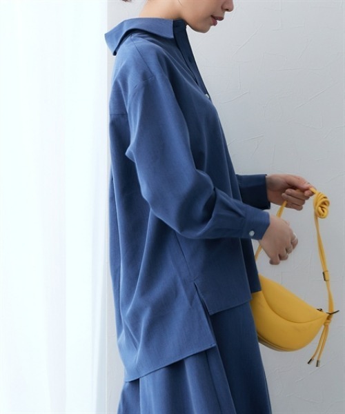 7days Life Styling(セブンデイズライフスタイリング)の「シャンブレーサイドスリット長袖シャツ <セットアップ対応>(シャツ/ブラウス・レディース・グレー系/ネイビー系・L/M/3L/LL)」の14枚目の写真