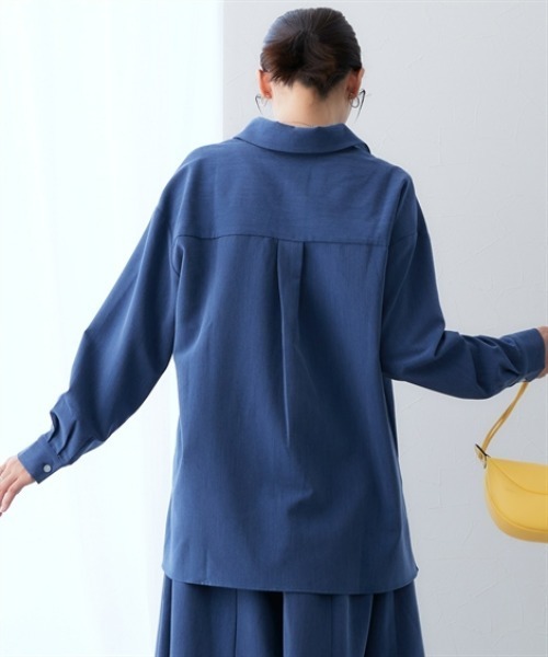 7days Life Styling(セブンデイズライフスタイリング)の「シャンブレーサイドスリット長袖シャツ <セットアップ対応>(シャツ/ブラウス・レディース・グレー系/ネイビー系・L/M/3L/LL)」の15枚目の写真