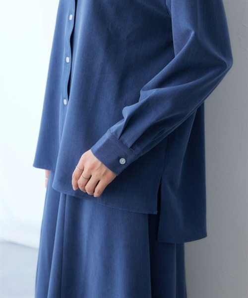 7days Life Styling(セブンデイズライフスタイリング)の「シャンブレーサイドスリット長袖シャツ <セットアップ対応>(シャツ/ブラウス・レディース・グレー系/ネイビー系・L/M/3L/LL)」の17枚目の写真