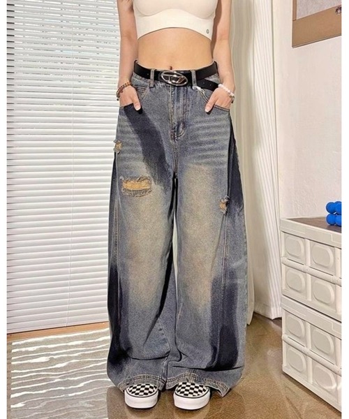inst.ALL(インストール)の「ペイントダメージバレルーズデニムパンツ(デニムパンツ・レディース・サックスブルー・L/M/S)」の21枚目の写真