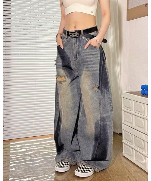 inst.ALL(インストール)の「ペイントダメージバレルーズデニムパンツ(デニムパンツ・レディース・サックスブルー・L/M/S)」の22枚目の写真