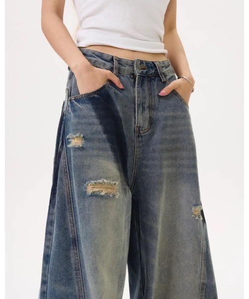 inst.ALL(インストール)の「ペイントダメージバレルーズデニムパンツ(デニムパンツ・レディース・サックスブルー・L/M/S)」の14枚目の写真