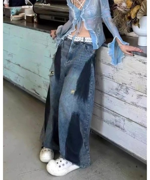 inst.ALL(インストール)の「ペイントダメージバレルーズデニムパンツ(デニムパンツ・レディース・サックスブルー・L/M/S)」の18枚目の写真
