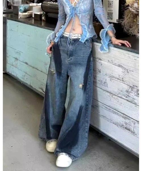inst.ALL(インストール)の「ペイントダメージバレルーズデニムパンツ(デニムパンツ・レディース・サックスブルー・L/M/S)」の19枚目の写真