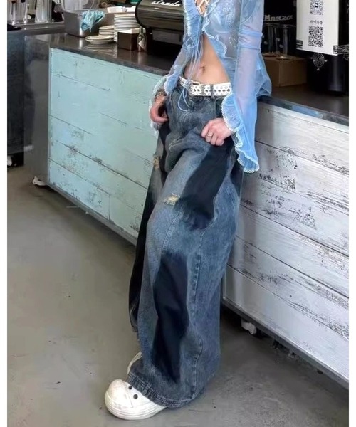 inst.ALL(インストール)の「ペイントダメージバレルーズデニムパンツ(デニムパンツ・レディース・サックスブルー・L/M/S)」の8枚目の写真