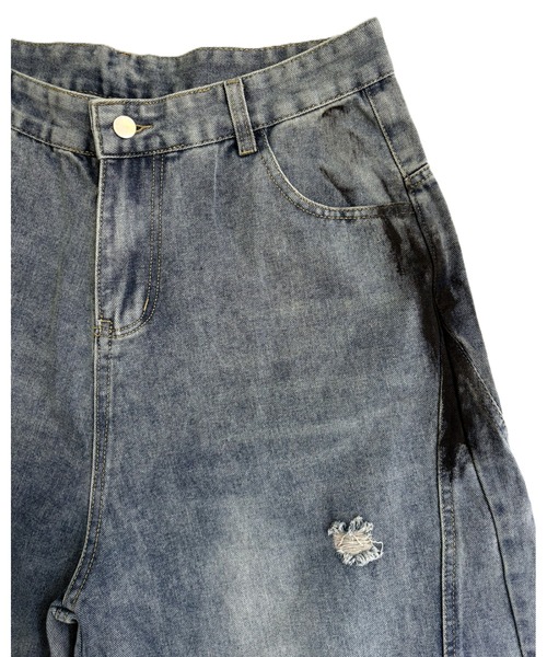 inst.ALL(インストール)の「ペイントダメージバレルーズデニムパンツ(デニムパンツ・レディース・サックスブルー・L/M/S)」の2枚目の写真