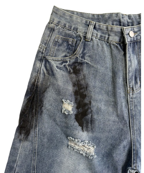 inst.ALL(インストール)の「ペイントダメージバレルーズデニムパンツ(デニムパンツ・レディース・サックスブルー・L/M/S)」の3枚目の写真