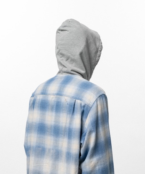 KAMIYA（カミヤ）の「Distressed Hooded Checked Shirt（シャツ/ブラウス・メンズ・ブラック・S）」の15枚目の写真