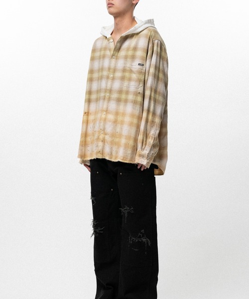 KAMIYA（カミヤ）の「Distressed Hooded Checked Shirt（シャツ/ブラウス・メンズ・ブラック・S）」の17枚目の写真