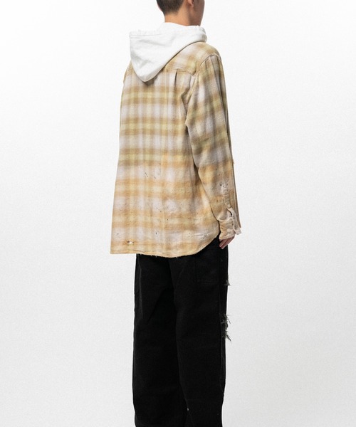 KAMIYA（カミヤ）の「Distressed Hooded Checked Shirt（シャツ/ブラウス・メンズ・ブラック・S）」の18枚目の写真
