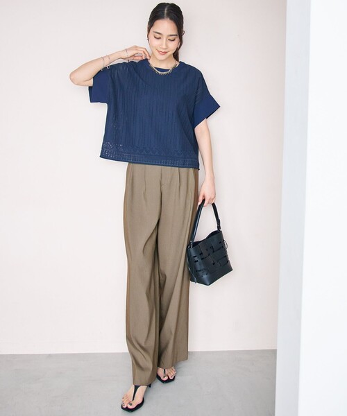 自由区(ジユウク)の「リネンストレッチワイド パンツ(その他パンツ・レディース・カーキ系/ベージュ系/アイボリー系・40/38/36)」の21枚目の写真