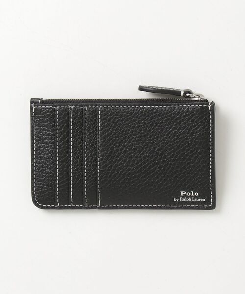 POLO 黒 ケース Polo Play レザー ジップ カード ケース（カードケース）｜POLO RALPH