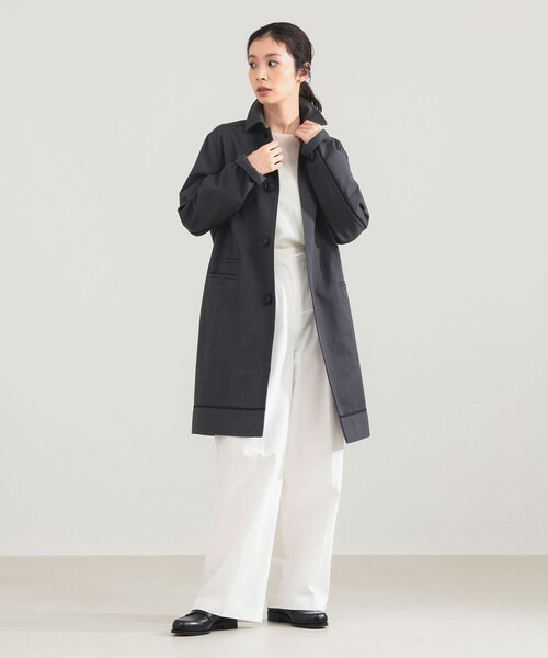 Demi-Luxe BEAMS（デミルクス ビームス）の「AK+1 / バルカラー コート（ステンカラーコート・レディース・オフホワイト/グレー・36/38）」の19枚目の写真