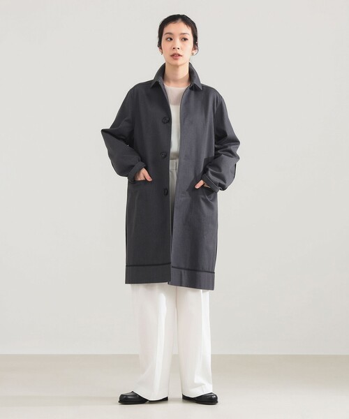 Demi-Luxe BEAMS（デミルクス ビームス）の「AK+1 / バルカラー コート（ステンカラーコート・レディース・オフホワイト/グレー・36/38）」の20枚目の写真