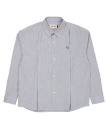 DAMP（ドントアスクマイプラン）の「ストライプワイドシャツ_ネイビー（シャツ/ブラウス）」