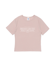 ライクユ ミニマルレタリング クロップ半袖Tシャツ (ピンク)