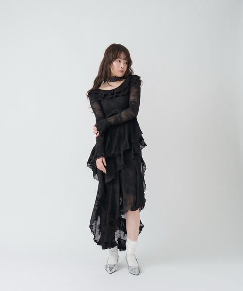 mellowneon（メロウネオン）の「3wayアシンメトリーフリルレースワンピース（ワンピース・レディース・アイボリー/ブラック・SMALL/MEDIUM）」の16枚目の写真